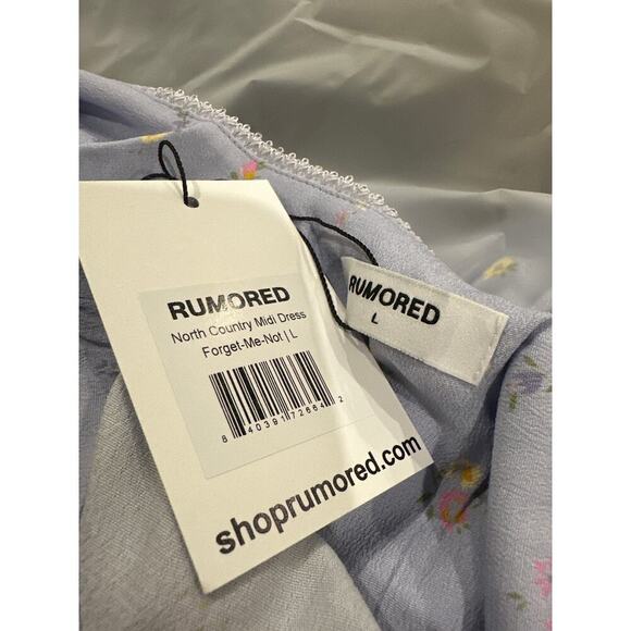 RUMORED North Country Midi Dress Forget-Me-Not Size Large - Picture 13 of 13